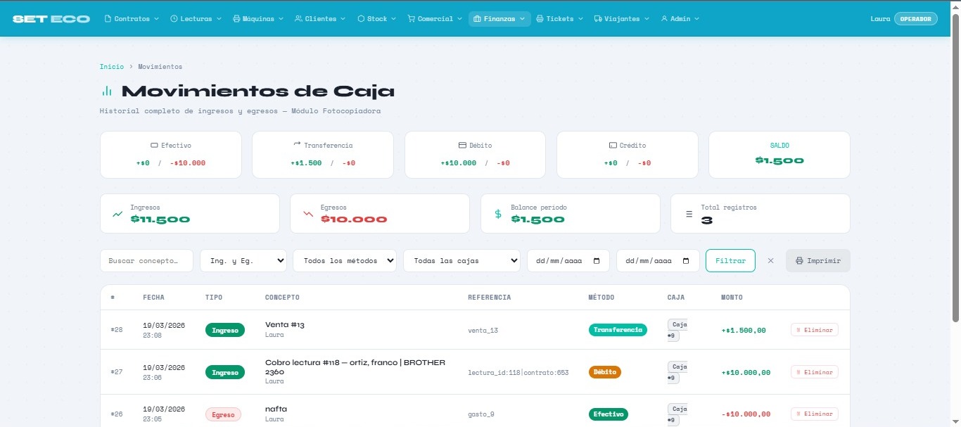 Movimientos y pagos